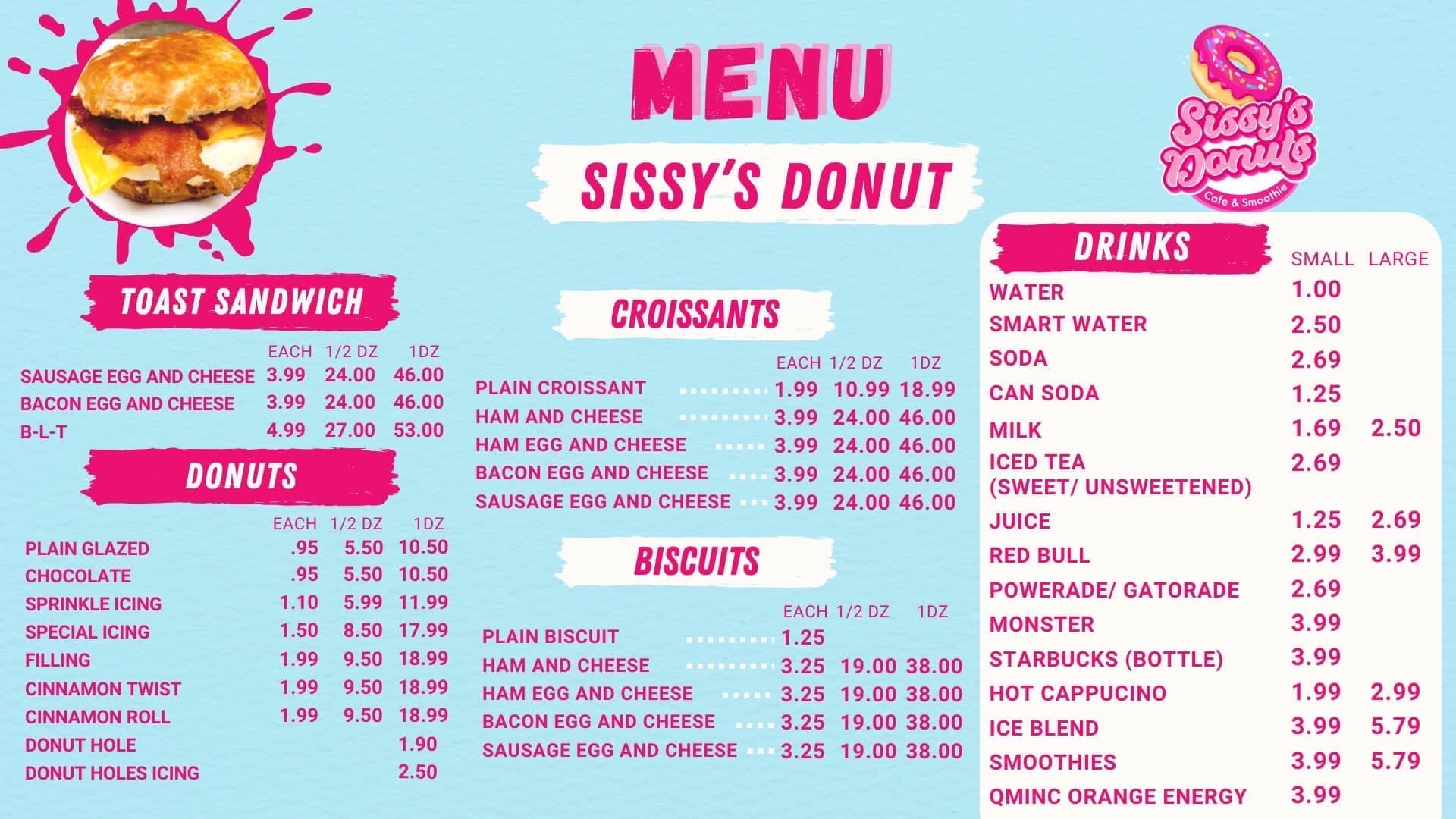 Donuts, croissants & biscuits